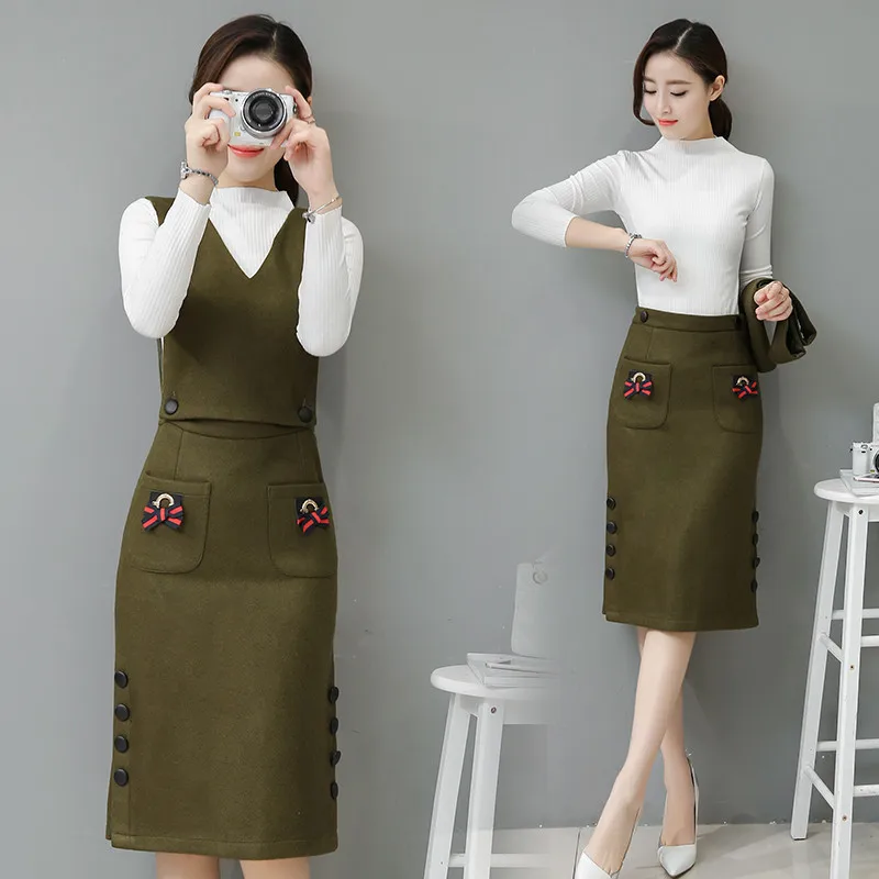 Повседневное зеленое платье на бретелях для женщин размера плюс зимние платья