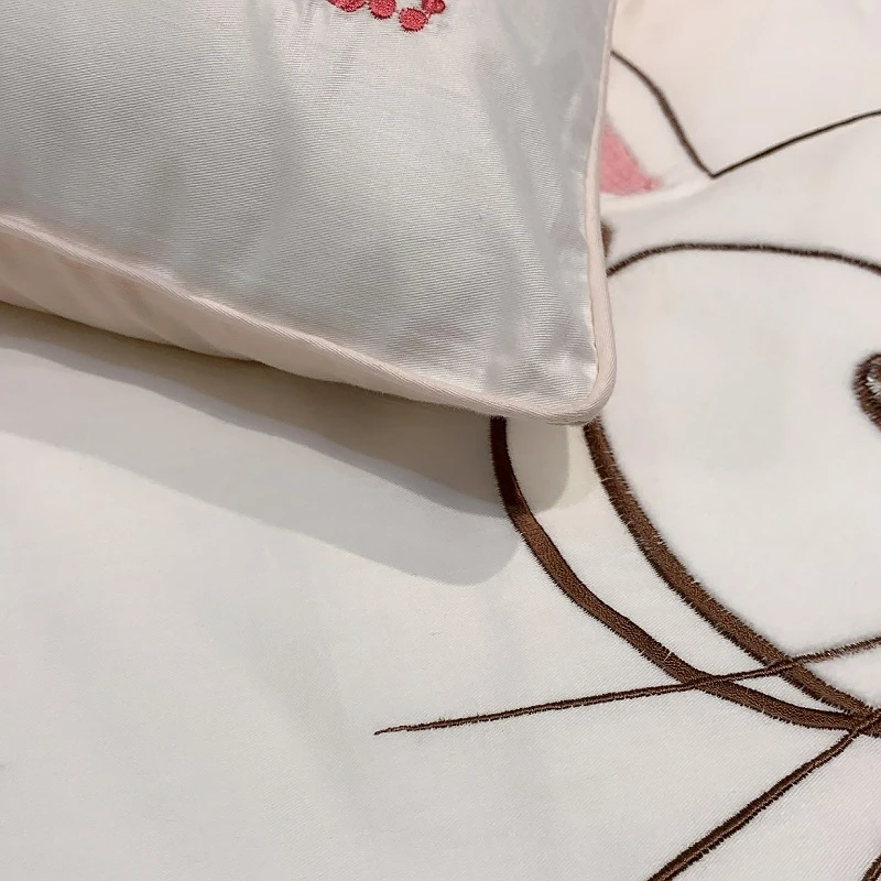 

Lovely Pig Rabbit Duvet Cover Set Twin Queen size Cotton Girls Cute White Pink Bedding Set Duvet Cover Bed Sheet Pillow shams