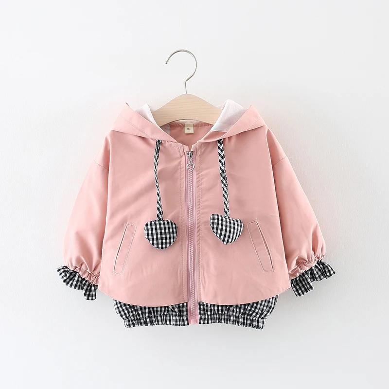 Детская ветрозащитная куртка в клетку с мультяшным сердцем | Мать и ребенок