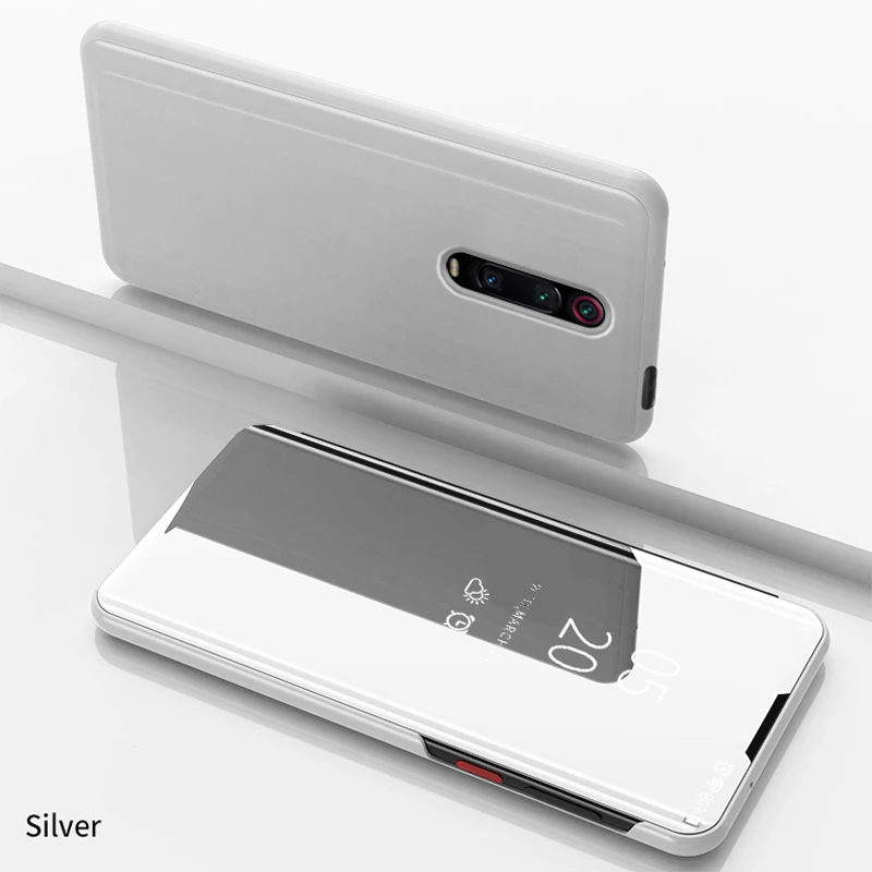 Умный зеркальный флип чехол для Xiaomi Redmi Note 7 8 5 6 Pro для Redmi 8A 7A 6A 5A 5 Plus Pro Note 4X K20 9T Pro S2 Y2 Y3 Go - Цвет: Silver