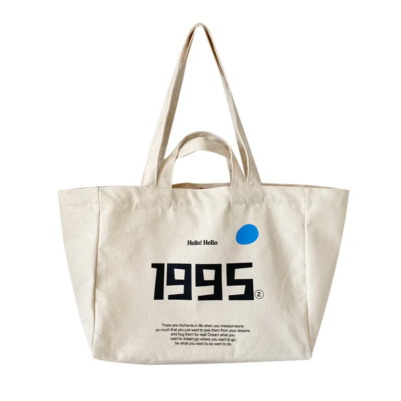 

New Large-capacity Canvas Women's Shoulder Bag Fresh and Sweet English Shopping Bag Simple Buckle Handbags for Women 2021