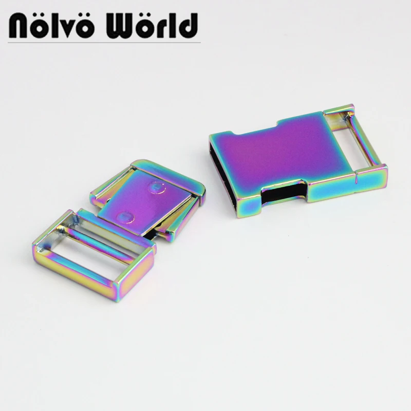 Мир Nolvo 5 20 100шт 65x25мм 1 дюйм переливчатая Радуга Отделка Боковая Пряжка для собак