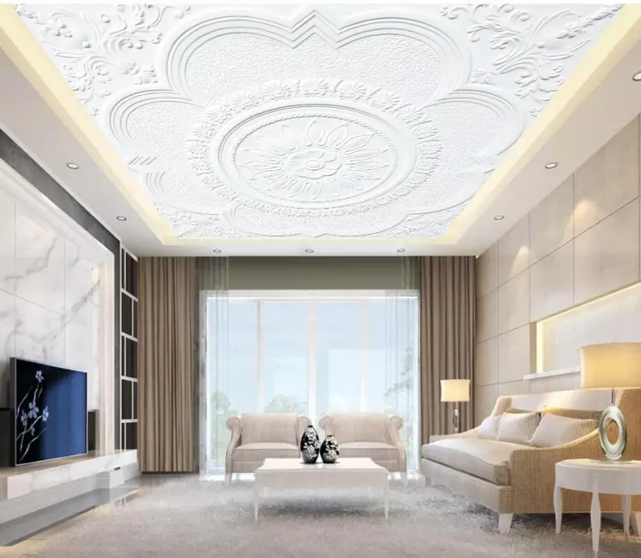 Пользовательские 3D фото обои потолки Европейский тиснением штукатурка линии 3d