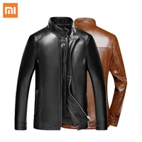 xiaomi sheepskin classic slim jacket first layer genuine leather windproof warm soft comfortable outwear male pu leather coats