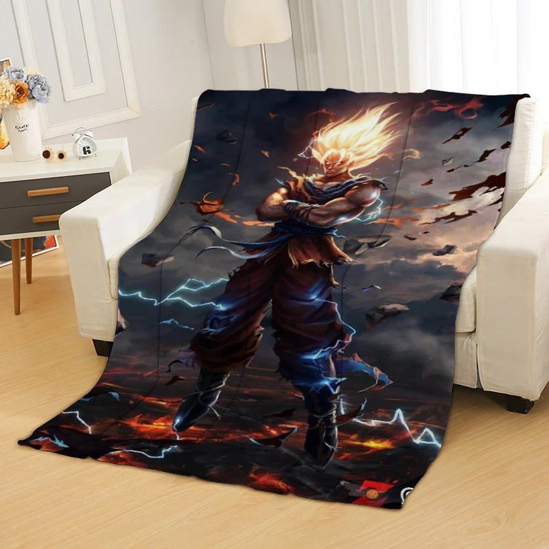 Anime Dragon Ball Printed Flannel Plush Throw Blanket Bedspread Kids Girls Travel Couch Quilt Cover Warm Halloween New | Тематическая