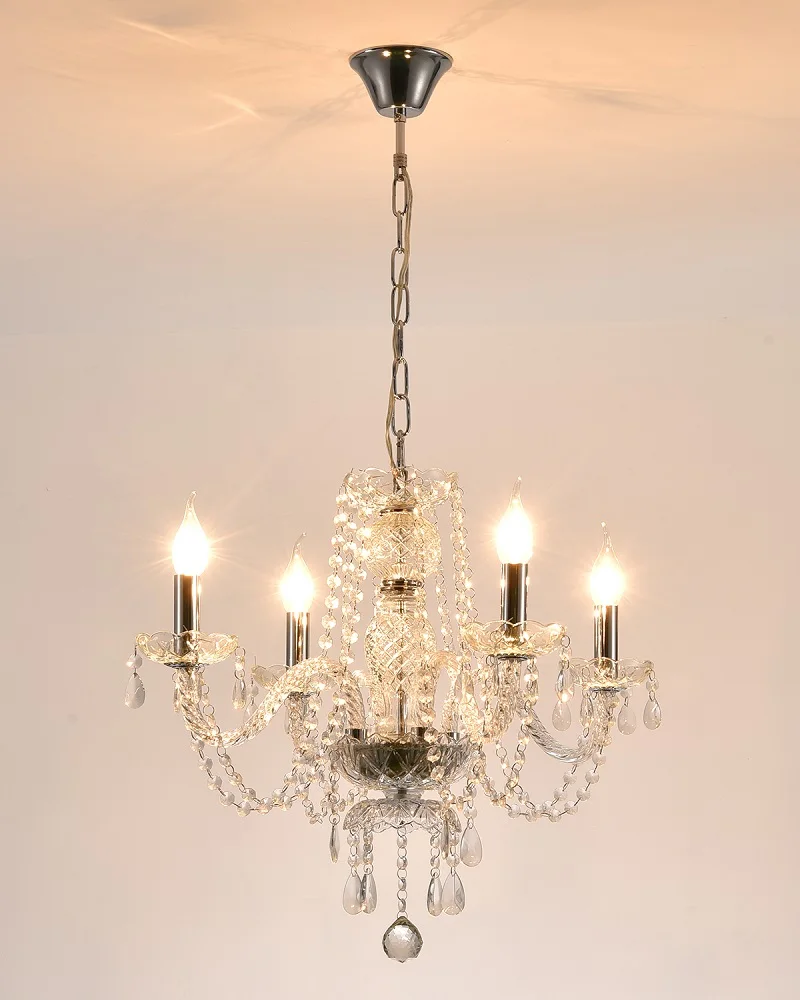 Crystal Chandelier 4 Lights Tassels Home Glass Ceiling Light Lamp Hanging Room  Lighting with Lamps and Lanterns