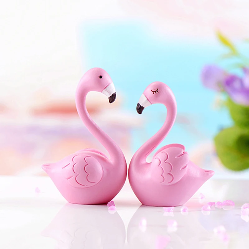Миниатюрные куклы-фламинго 2 шт. животные из смолы ремесла сказка украшение сада
