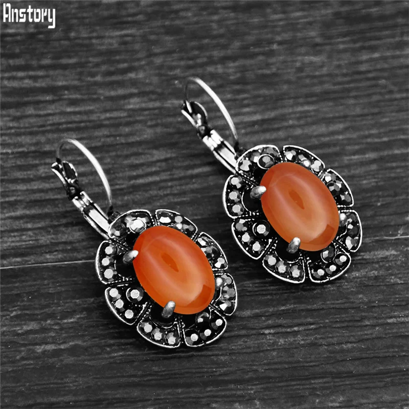 Женские серьги с опалом стразы Винтажные лунным камнем антикварные