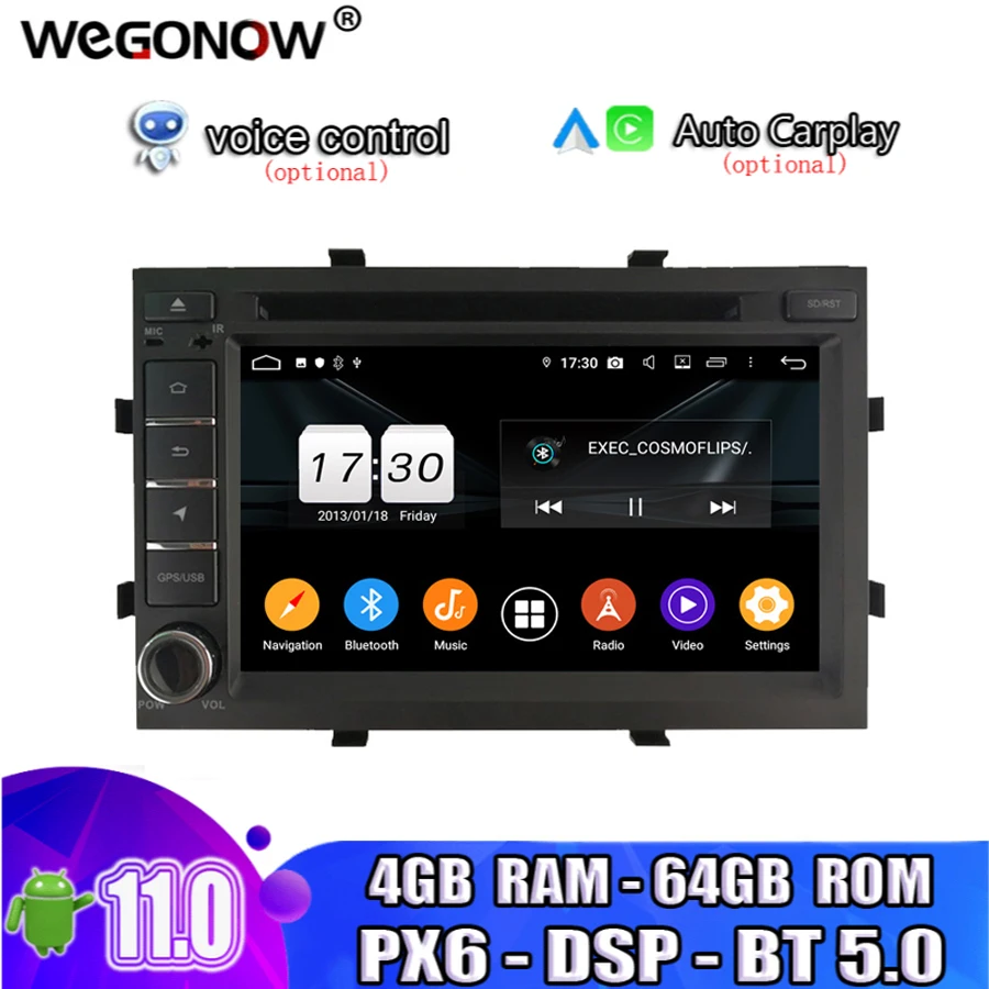 Автомобильный DVD-плеер PX6 DSP IPS Android 11 0 64 Гб ROM 4 Wifi BT5.0 RDS радио GPS навигация карта для