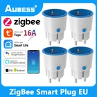 Умная розетка Aubess ZigBee, ЕС адаптер, 16 А, энергосберегающий штекер для монитора питания, с таймером для приложения Tuya Smart Life, Alexa, Google Home