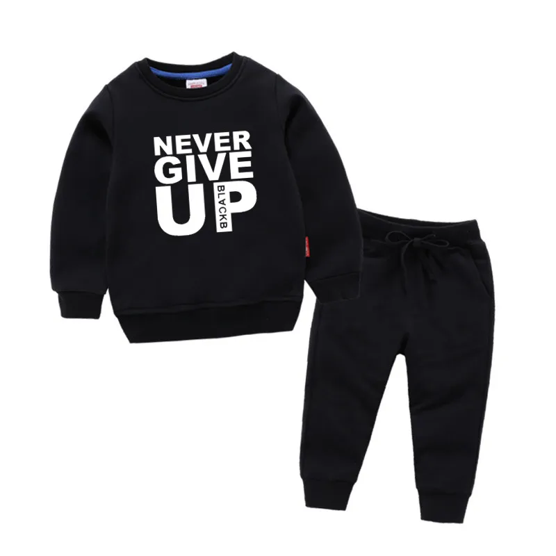 Детские хлопковые толстовки с капюшоном принтом Never Give Up свитера для девочек