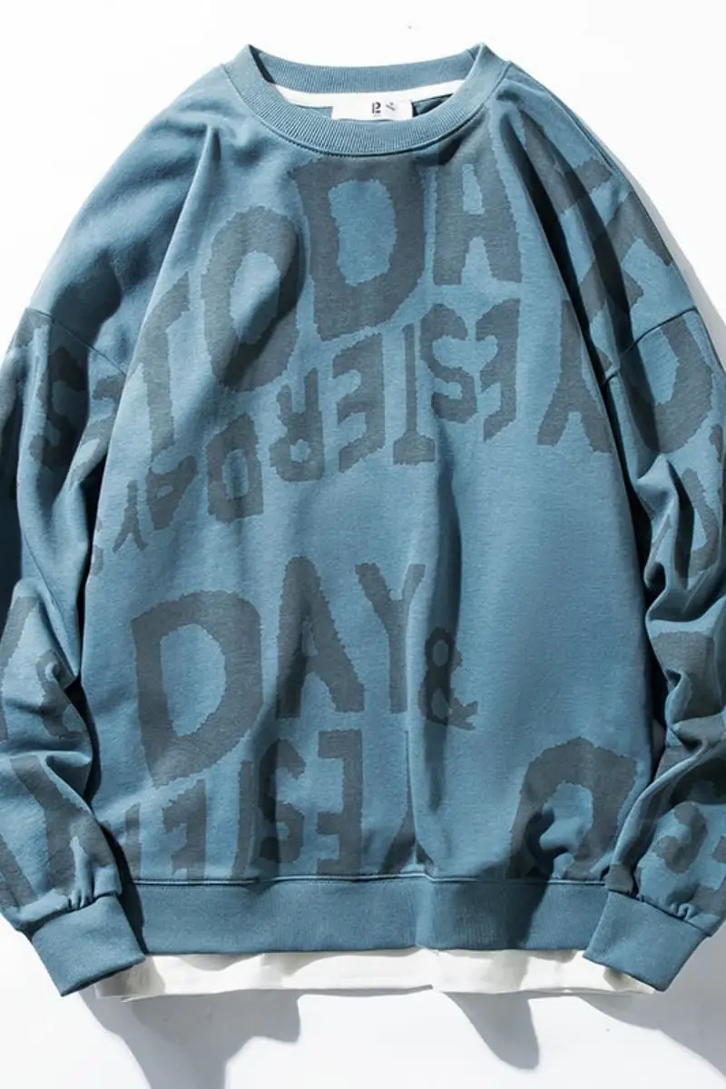 

Sweatshirt Men's Casual Thin Loose Pullover Sports Top Spring Autumn Round Neck Long Sleeve Printed Letter Tide coat Streetwear