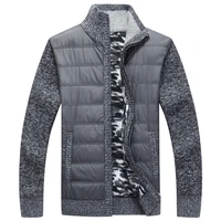 winter mens fleece sweater coat thick patchwork wool cardigan muscle fit knitted jackets fashionable male clothing for autumn