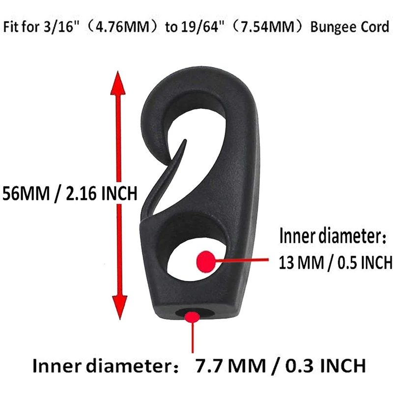 

ELOS-20Pcs Shock Cord Hook Kayak Bungee Cord Kit for Kayak Camping Trampoline Exercise Fitness