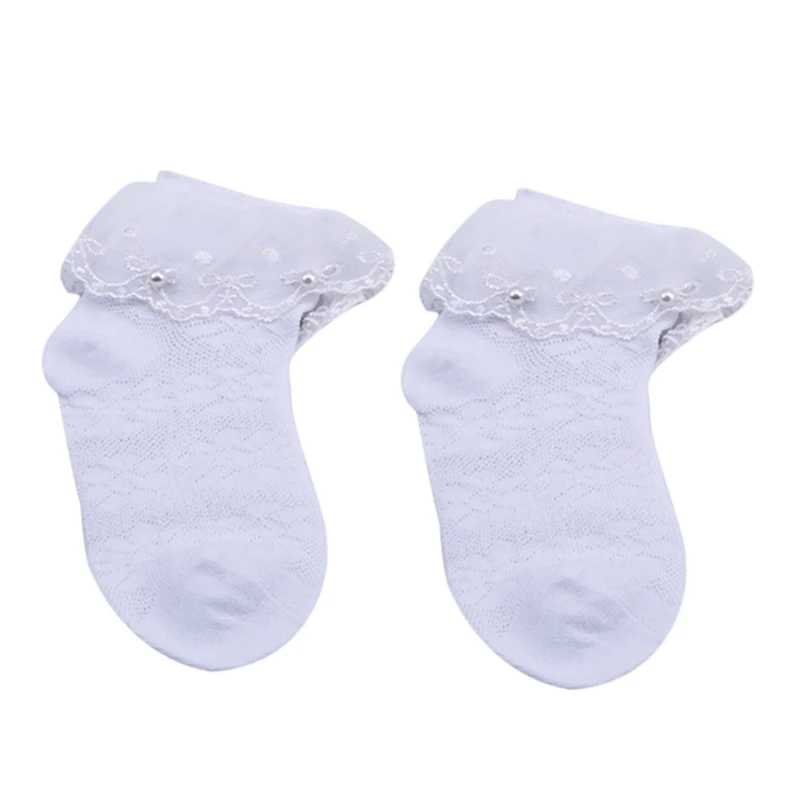 

Summer Children's Mesh Lace Socks Fashion Pearls Decor Combed Cotton Girls Baby Thin Breathable Bowknot Socks for Baby Solid