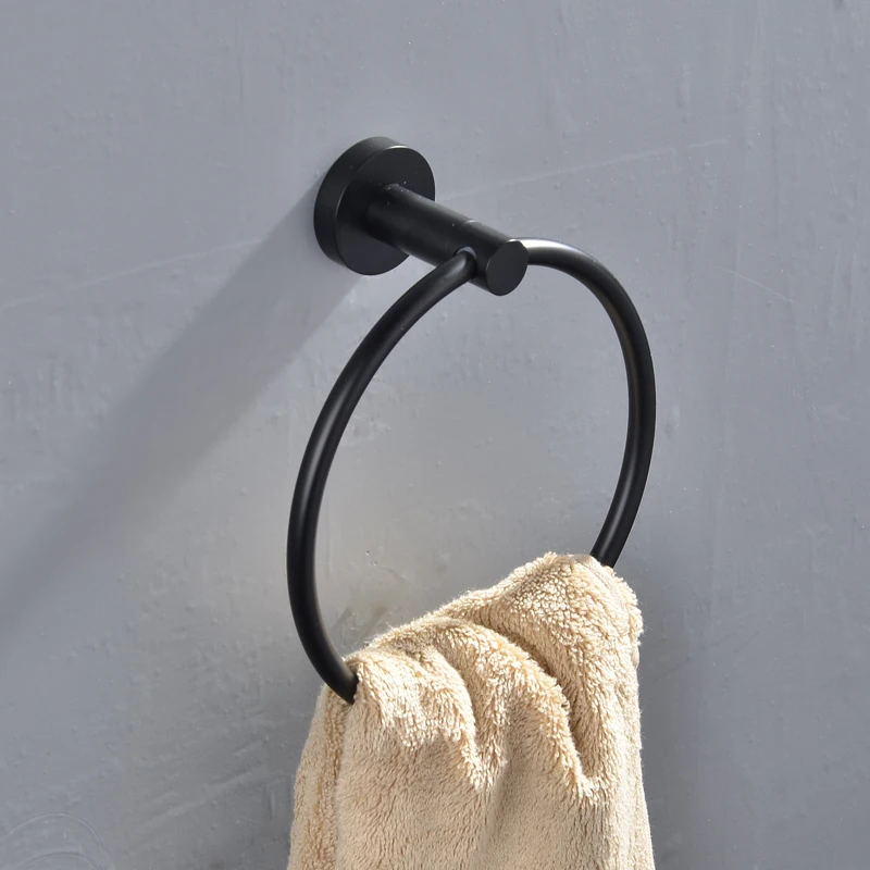 Бесплатная доставка Черный Держатель для полотенец кольцо круглая настенная