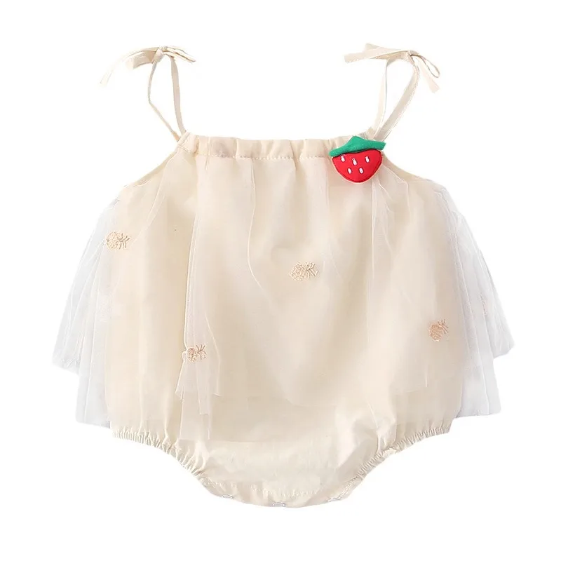 

Brand Children's Clothing Summer Newborn Netting Strawberry Embroidery Skirt Triangle Climbing Clothes Baby Bag Fart Clothes