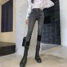 Осень 2022, джинсы, женские джинсы-карандаш, облегающие корейские стили, универсальные узкие мягкие женские джинсовые брюки до щиколотки с высокой талией