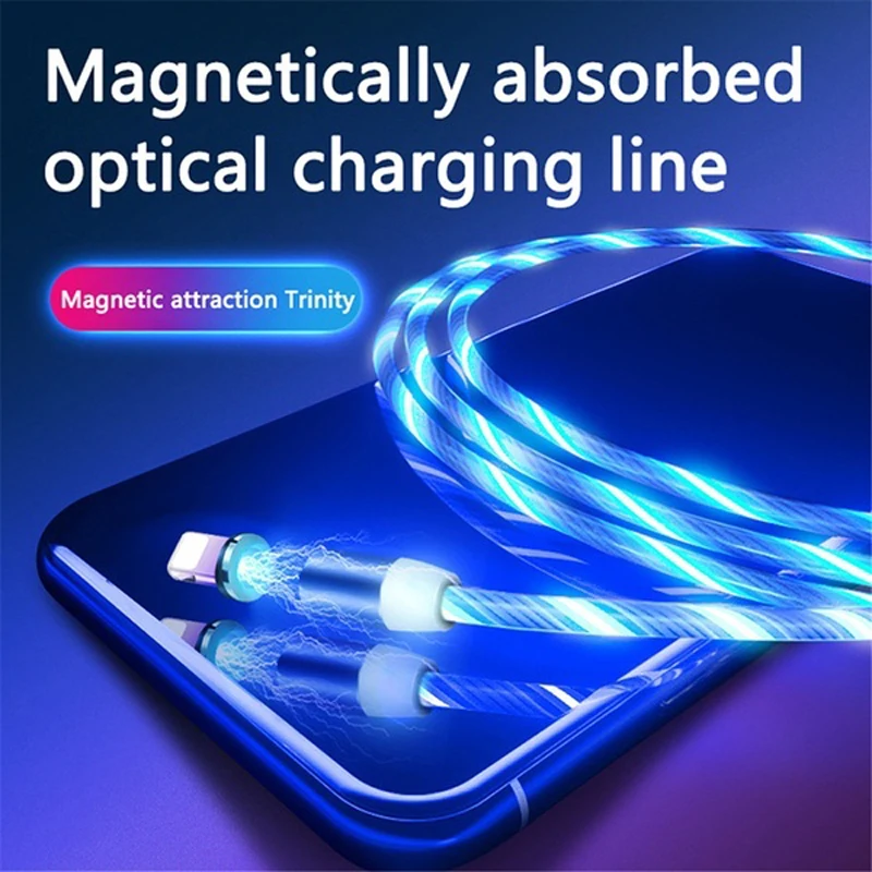 Новейший светящийся зарядный кабель Usb Type C Магнитный Micro Android для Samsung S10 A50 A70 iPhone X