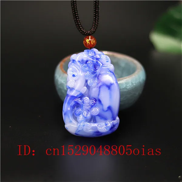 Натуральный белый голубой Нефритовый камень сосновая ваза кулон ожерелье