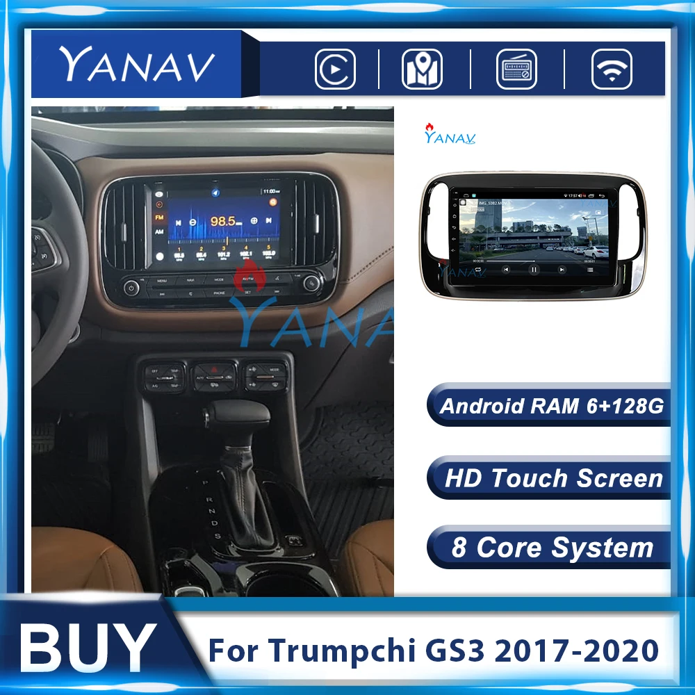 

128G Android Audio GPS Navigation HD Touch Screen Car Radio For Trumpchi GS3 2017-2020 Auto Stereo Receiver Multimedia Player