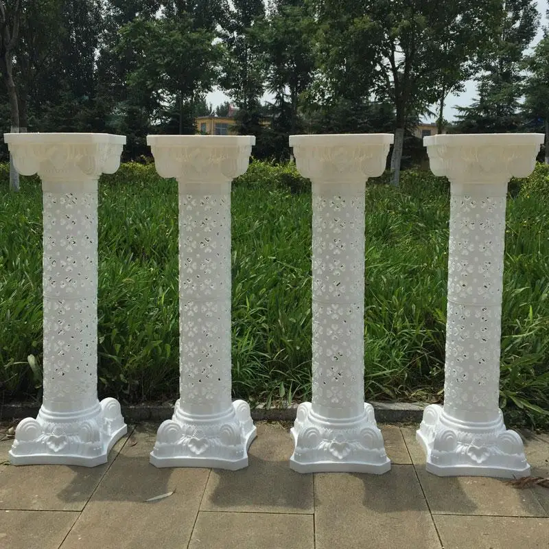 

European Style 98 Cm Height White Upscale Plastic Hollow Roman Column Wedding Welcome Area Decoration Photo Booth Props Supplies