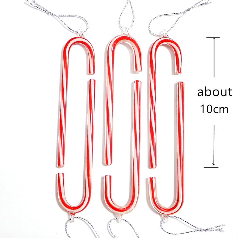 6 шт. подвесные стеклянные рождественские костыли ручной работы на заказ