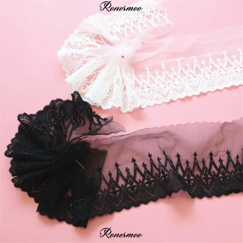 Мягкая фатиновая сетка цвета слоновой кости черная ткань с кружевной отделкой