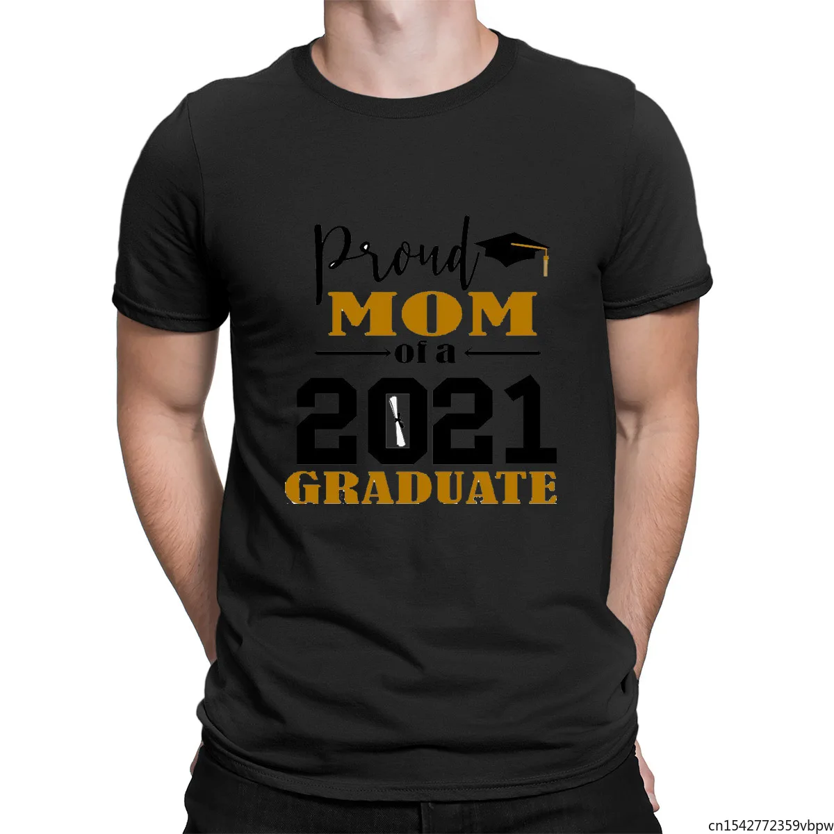 

Summer Men's T-Shirt Proud Mom of A 2021 Graduate Printing Short Sleeve Casual Tops Tee