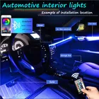 Автомобильная неоновая полоса EL, 6 м, светодиодная RGB-подсветильник ка с управлением звуком, декоративный автомобильный рассеянный свет, автомобильные атмосферные лампы с подсветильник кой 12 В er и USB-линией