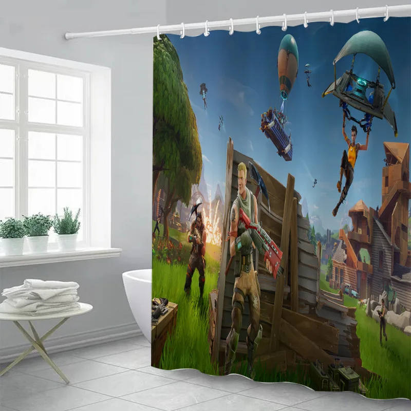 Fortnite душевая занавеска водонепроницаемый и устойчивый к плесени 3D цифровая