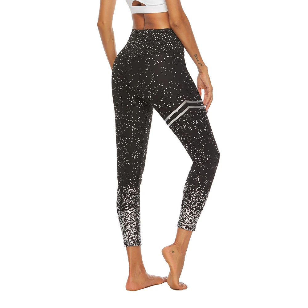 Леггинсы для йоги с золотым принтом женские сексуальные леггинсы спортзала