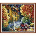 Картина маслом с изображением улицы после дождя, пейзаж, наборы для вышивки крестиком 11CT 14CT, Набор для вышивки на холсте с принтом, домашний декор