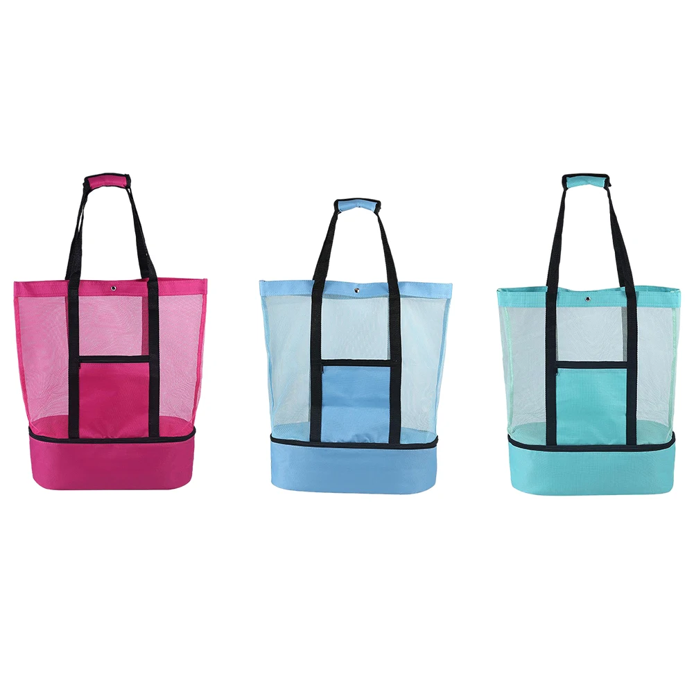 

Outdoor Picnic Bag Portable Dry Wet Depart Cooling Mesh Bag For Traveling Camping Insulation Fresh-Keeping Bag Green Blue Pink