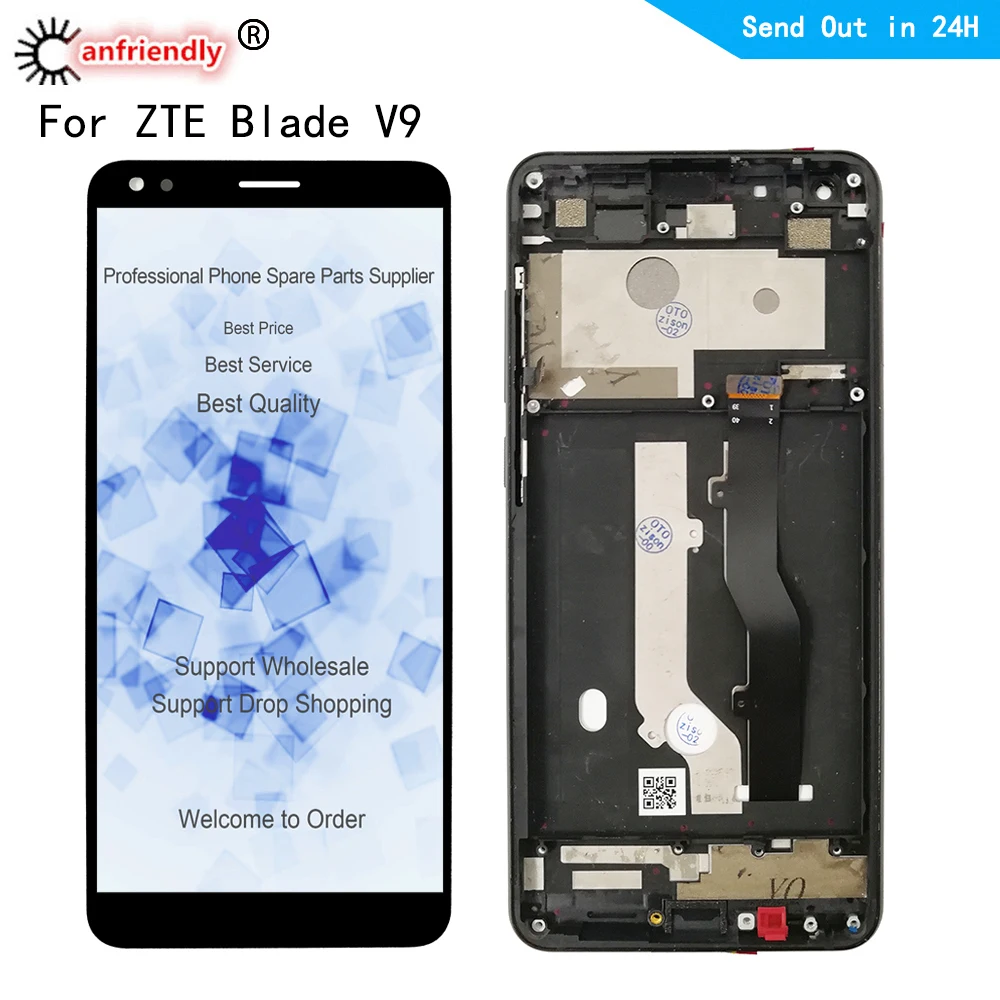 Pantalla LCD para ZTE Blade V9 V0900 de 5,7 pulgadas, pantalla t&aacute;ctil de reemplazo Digitalizador con marco de montaje para ZTE Blade V9 V0900-0