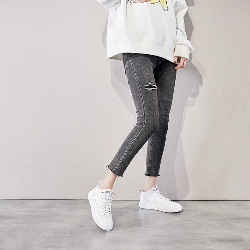 Женские повседневные кроссовки из натуральной кожи плюшевая зимняя новая