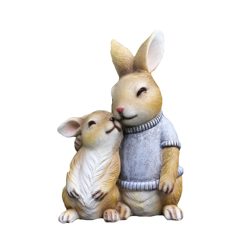 

Pastoral Simulation Animal Resin Bunny Sculpture Ornaments Courtyard Garden Lawn Figurines Crafts Outdoor Park Rabbit Decoration