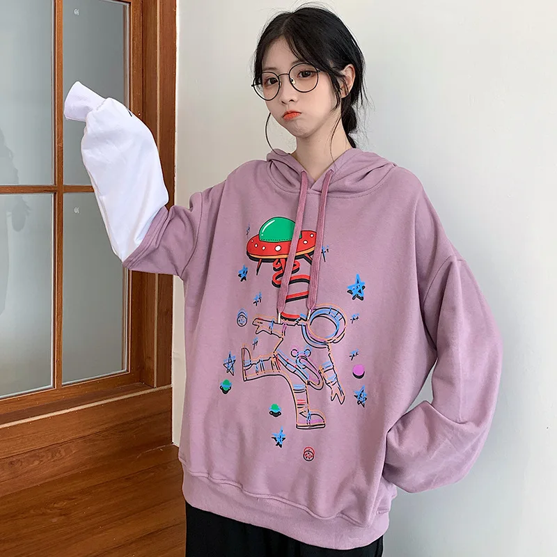 

Cotton-containing New Korean Version of The Net Red Bf Was Thin Stitching Loose Large Size Hooded Sweater for Female Students