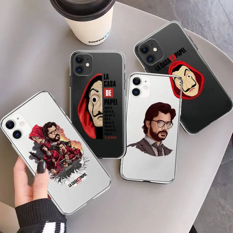 

TV Money Heist House Paper Phone Case For iPhone 13 12 11 8 7 Pro Max Plus X XS XR MINI transparent clear New