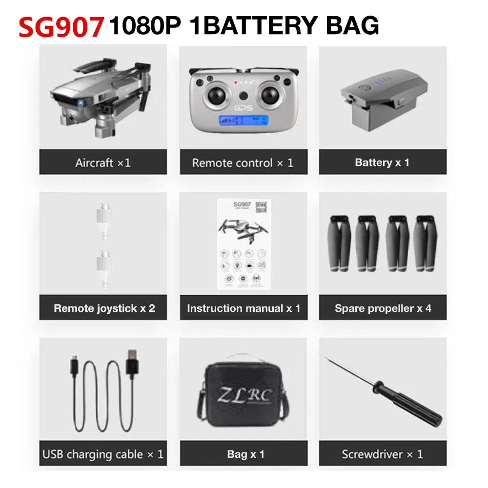 SG907 1080P GPS 1B SG907/SG901 Дрон gps 4K HD x50 зум Камера 5G wifi FPV Профессиональный Квадрокоптер RC вертолет складной селфи дроны Рождество - Цвет: SG907 1080P GPS 1B
