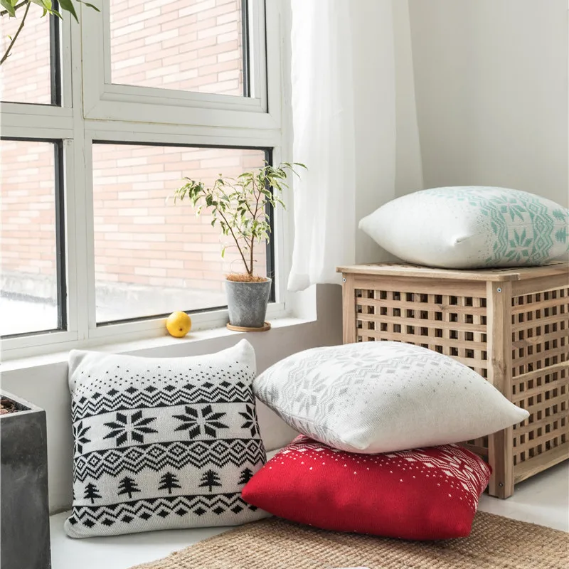 Christmas Tree Snowflake Pillow Cover Cotton Soft Skin-friendly Throw Cushion For Living Room Sofa Bed Car Decoration | Дом и сад