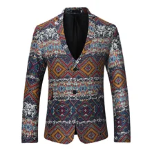 Blazer estampado de estilo africano para hombre, Chaqueta de traje ajustada con dos botones, ropa de calle de estilo étnico, chaqueta de otoño (3)