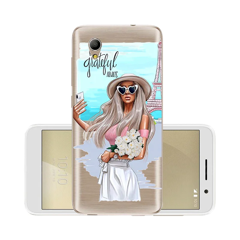 For Alcatel 1 5033D 5033 Cover Alcatel1 5.0inch Case Super Mama Girl Baby Painted 1X Transparent Silicone Shell |