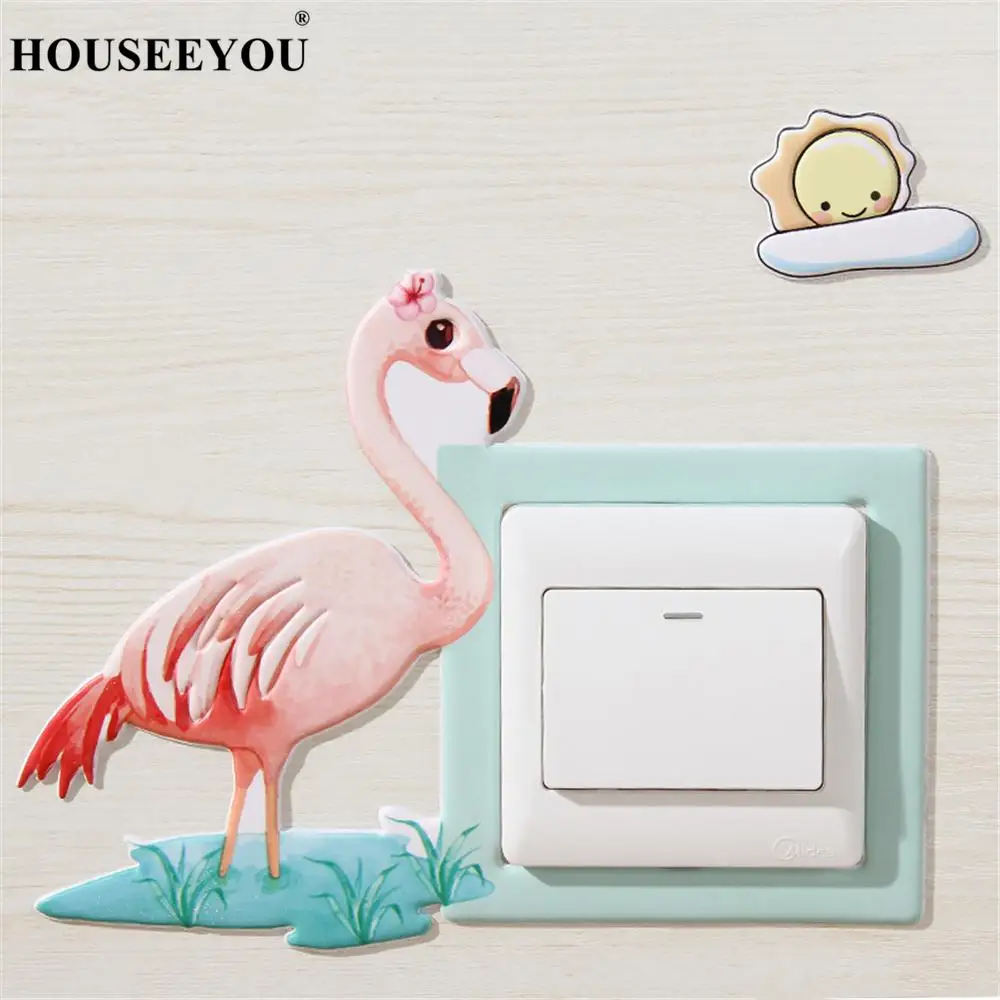 Мультяшные 3D Самоклеящиеся наклейки с животными единорогом фламинго наклейка на