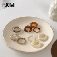 fxm 3pcs korean geometric resin acrylic rings set for women fashion opening rings 2021 trend jewelry gifts dropshipping