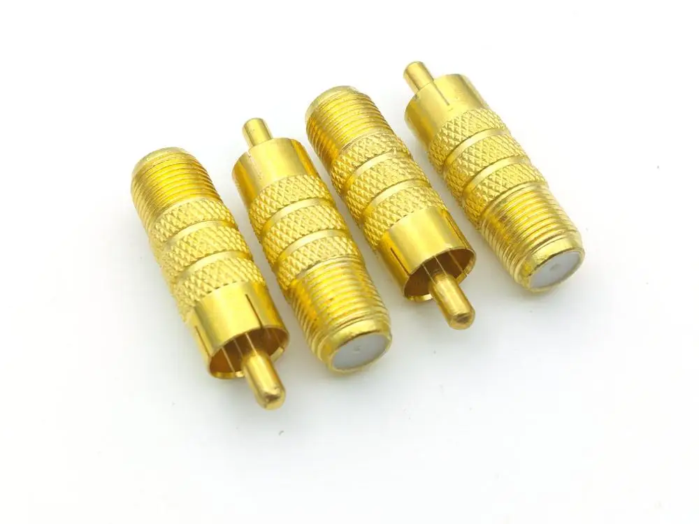 4 шт. с покрытием RCA штекер к F женскому коаксиальному разъему адаптер