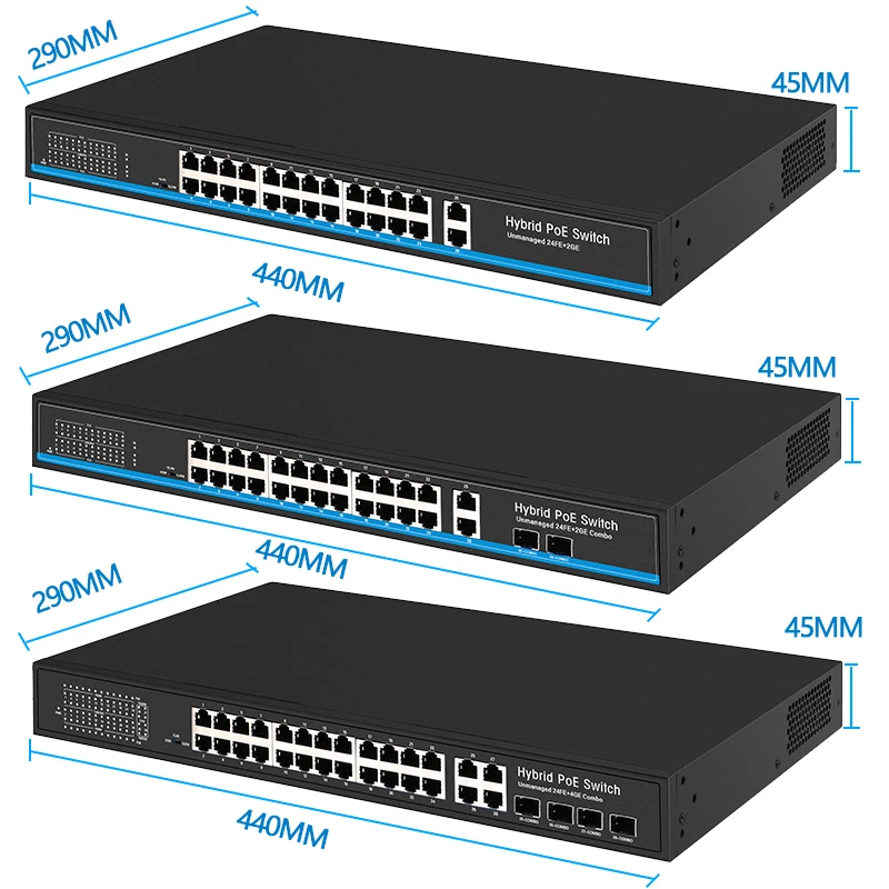 24 Порты и разъёмы 10/100 Мбит/с PoE Коммутатор Ethernet sup Порты и разъёмы IEEE802.3af/at с 2 Порты и разъёмы 1000 м для программирования в производственных условиях комбинированный коммутатор питания через Ethernet poe 48V RJ45