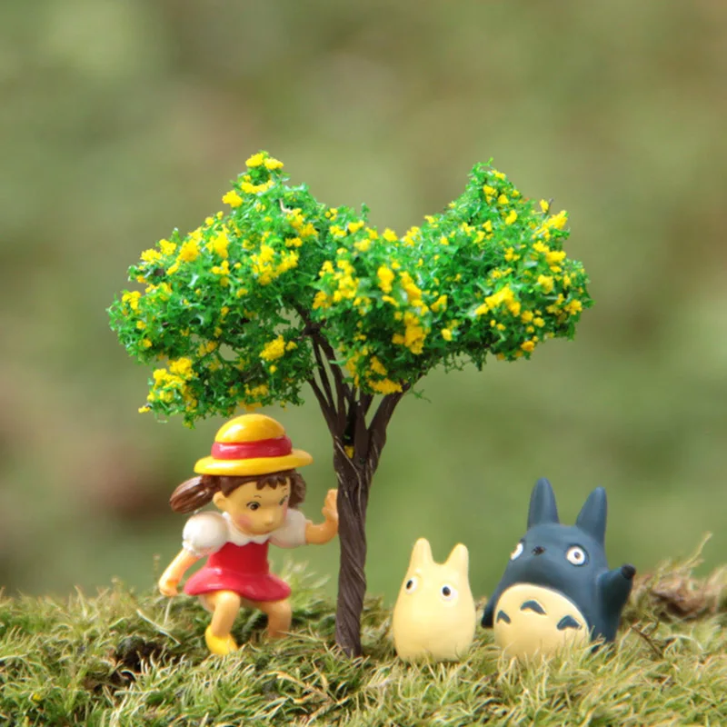 Cartoon DIY Resin Totoros Mei Mini Figure Dolls Tree Landscape Miniature Figurines Home Garden Decoration Toys for Kids Gifts | Игрушки и