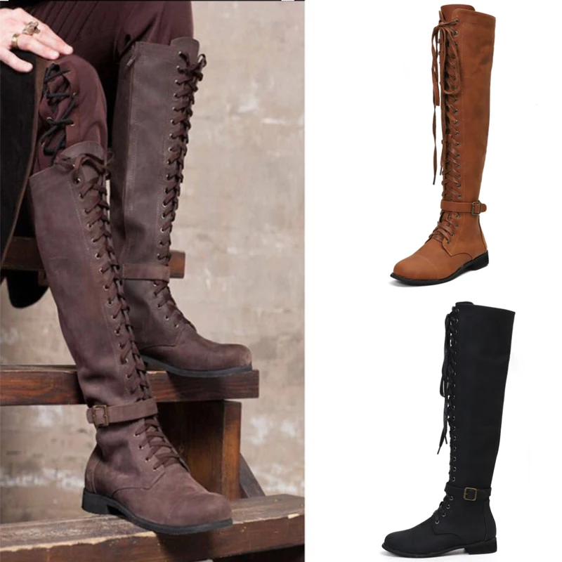 Сапоги выше колена в стиле ретро женская обувь Модные женские высокие сапоги