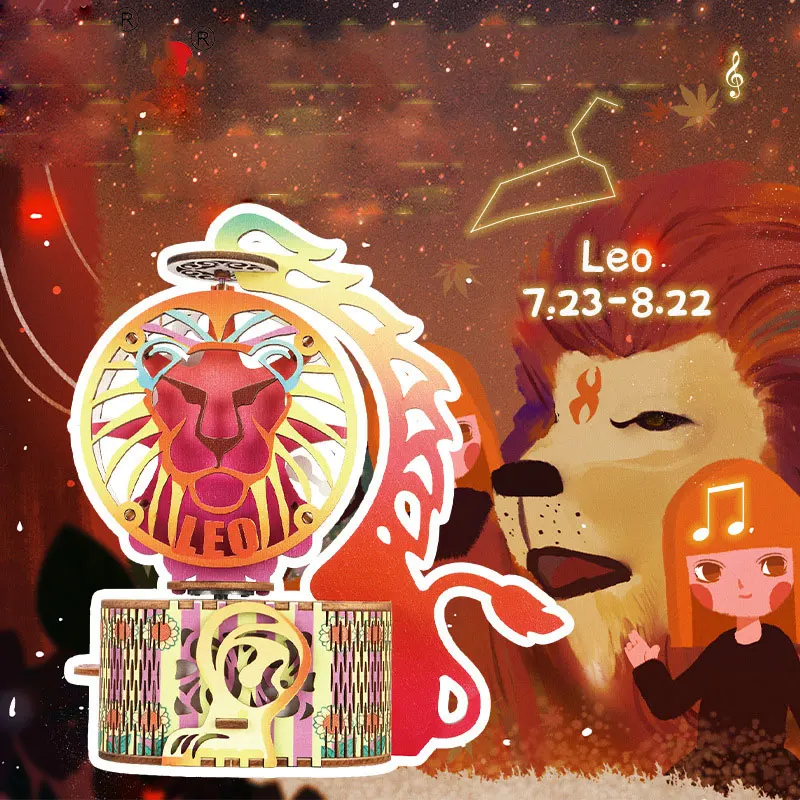 Деревянная музыкальная шкатулка с двенадцатью созвездиями 3d украшение сделай